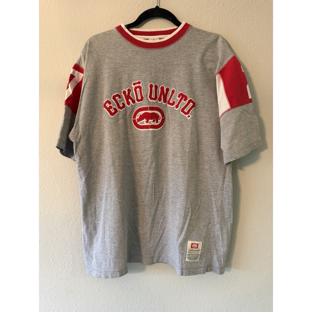 Ecko Unltd Graphic Shirt Mens 4XB Gray Performance Short Sleeve Rhino Logo